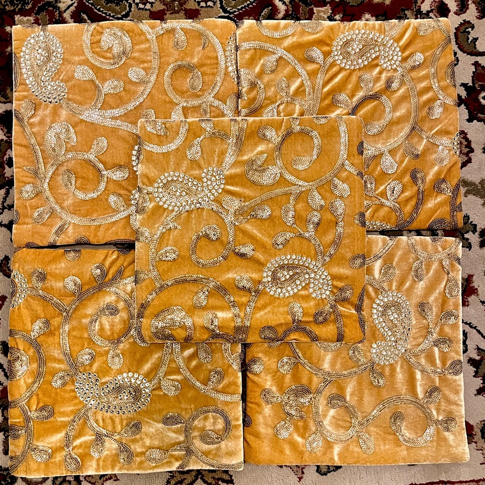SET Sequined Boho Velvet Cushion Covers x5